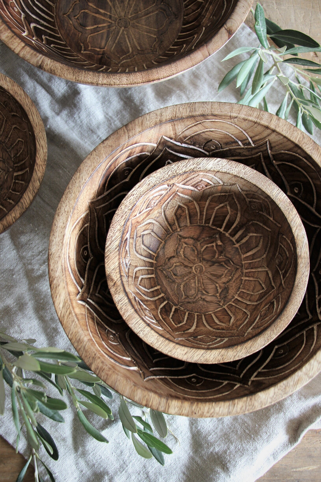 Fleur Holzschüssel Gross Mit Innengravur, Handarbeit